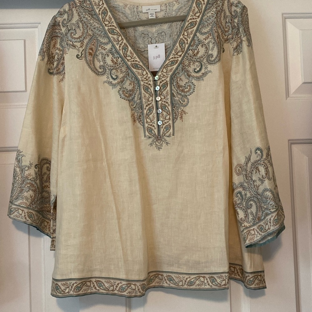 J. Jill Linen Paisley-print Tunic, NWT